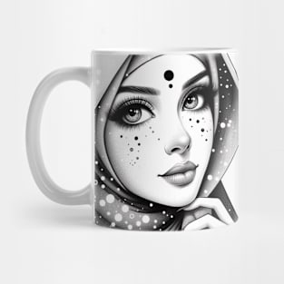 "Éclat Voilé : Beauté Intemporelle aux Yeux Expressifs" Mug